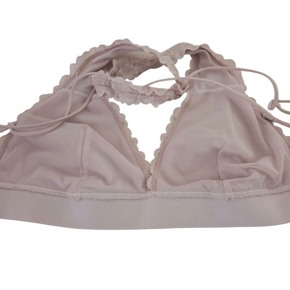 PINK Victoria's Secret Lace Blush Pink Bralette Strappy Back Hook Closure LARGE - Picture 6 of 12